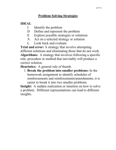 Problem Solving Strategies • IDEAL I Identify the problem D Define