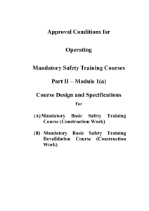 Approval Conditions for Operating Mandatory Safety Training