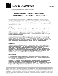 Definitions Of "Listed," "Classified," "Recognized,"
