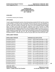 Portland General Electric Company Fifth Revision of Sheet No. 485