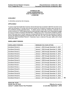 Portland General Electric Company Eleventh Revision of Sheet No