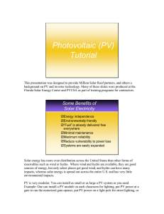 Photovoltaic (PV) Tutorial