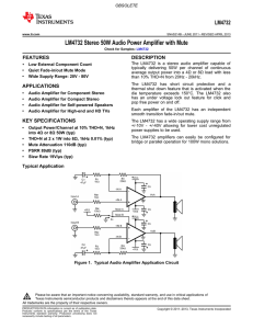 LM4732 Stereo 50W Audio Power Amplifier with