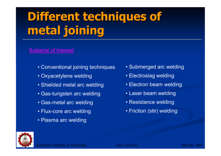 Different Techniques Of Metal Joining