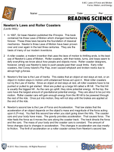 Newton`s Laws and Roller Coasters