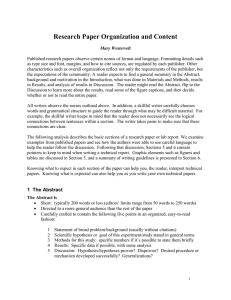 Research Paper Organization and Content