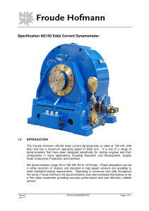Specification AG150 Eddy Current Dynamometer