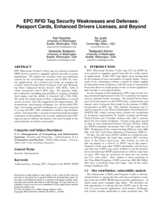 EPC RFID Tag Security Weaknesses and Defenses