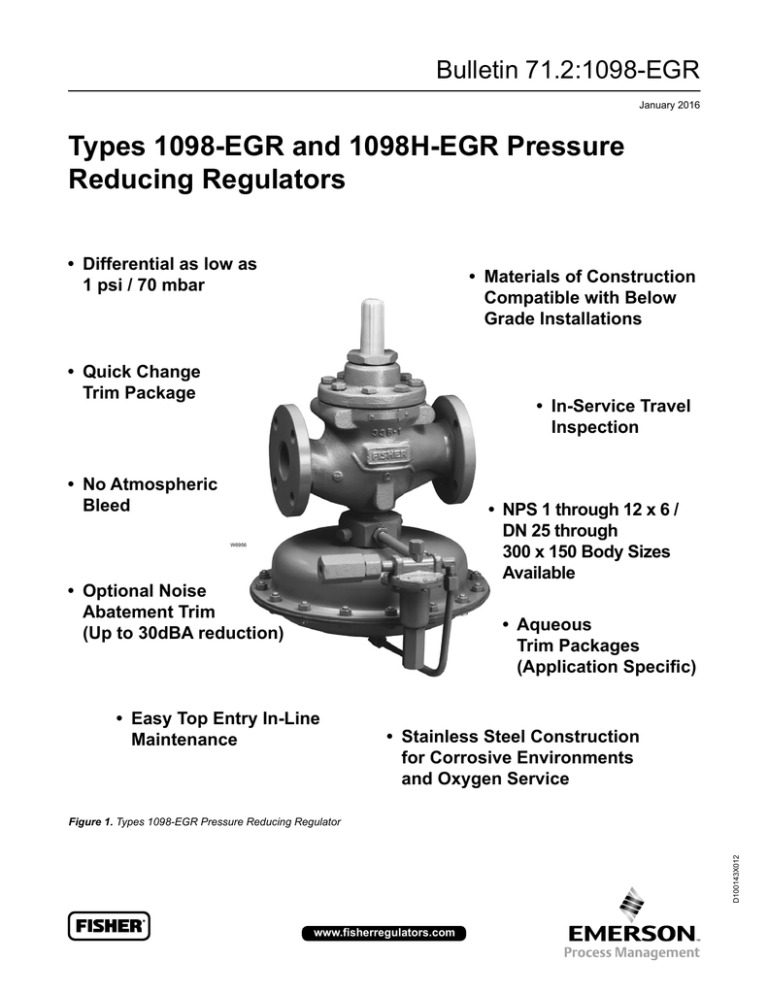 Types 1098-EGR and 1098H-EGR Pressure Reducing Regulators