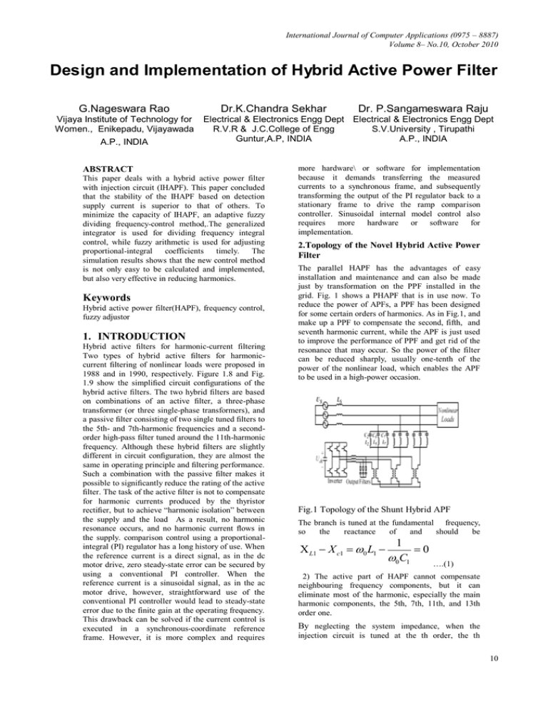 Design and Implementation of Hybrid Active Power Filter