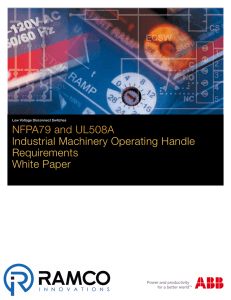 NFPA79 and UL508A Industrial Machinery Operating Handle