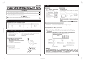 WIRELESS REMOTE CONTROLLER INSTALLATION MANUAL