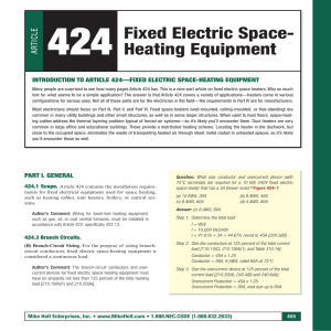 TICLE 424 Fixed Electric Space- Heating Equipment