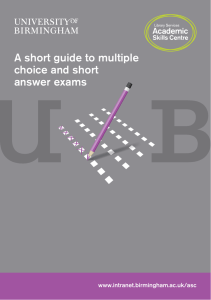 A short guide to multiple choice and short answer exams