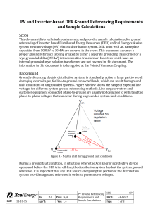 PV and Inverter-based DER Ground Referencing Requirements and