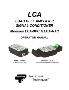 LCA Load Cell Amplifier Signal Conditioner Manual