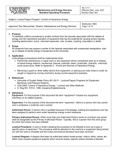 Lockout/Tagout Program - University of Guelph