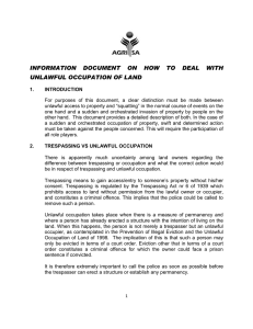 information document on how to deal with unlawful occupation of land