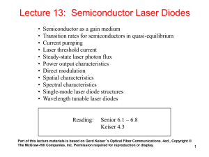 Lecture 13: Semiconductor Laser Diodes