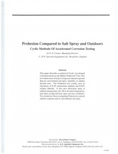 Prohesion Compared to Salt Spray and Outdoors - Q-Lab