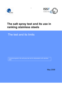 The salt spray test and its use in ranking stainless steels