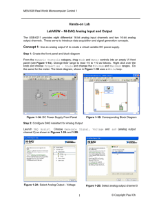 1 Hands-on Lab LabVIEW – NI-DAQ Analog Input and Output