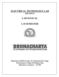 ELECTRICAL TECHNOLOGY LAB LAB MANUAL I, II SEMESTER