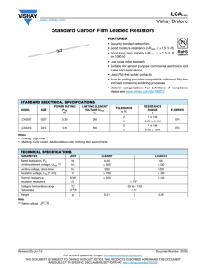 LCA.... Standard Carbon Film Leaded Resistors