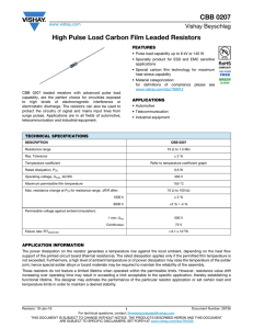 CBB 0207 High Pulse Load Carbon Film Leaded Resistors