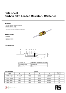 Data sheet Carbon Film Leaded Resistor