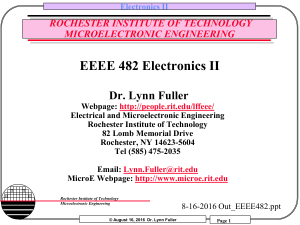 Electronics II - RIT - Rochester Institute of Technology