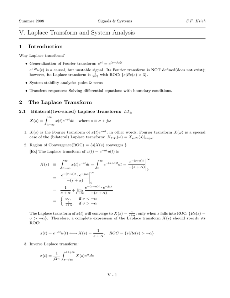 V Laplace Transform And System Analysis