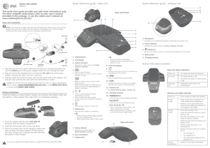 Quick reference guide - base unit Quick reference