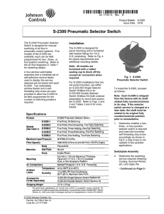 S-2300 Pneumatic Selector Switch Product Bulletin