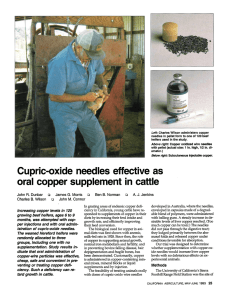 Cupric-oxide needles effective as oral copper supplement in cattle