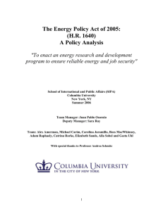 The Energy Policy Act of 2005 - Master`s Program in Environmental