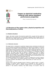 Copper as electrical conductive material with