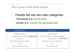 The Layout of the Solar System Planets fall into two main categories