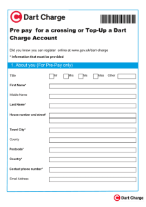 Pre pay for a crossing or TopUp a Dart Charge Account