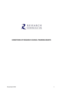 conditions of research council training grants