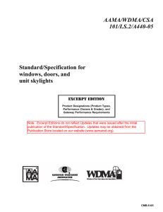Standard/Specification for windows, doors, and unit skylights