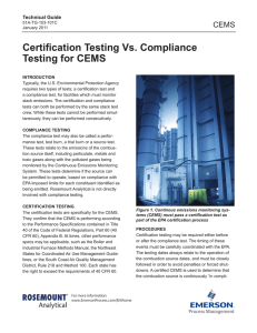 Certification Testing vs. Compliance Testing for CEMS