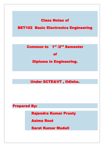 Class Notes of BET102 Basic Electronics Engineering Common to