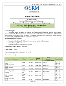 EC1001 Basic Electronics Engineering