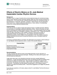 Effects of Electric Motors on St. Jude Medical Implantable Cardiac