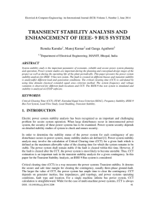 TRANSIENT STABILITY ANALYSIS AND ENHANCEMENT OF IEEE