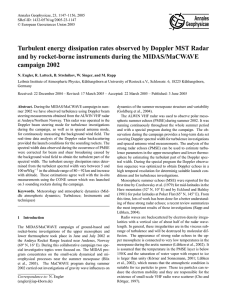 Turbulent energy dissipation rates observed by Doppler MST Radar
