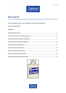 Book Club Kit - Clarence Regional Library