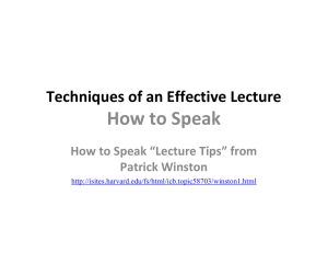 Techniques and Tips of an Effective Lecture