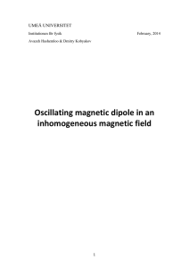 Oscillating magnetic dipole in an inhomogeneous magnetic field